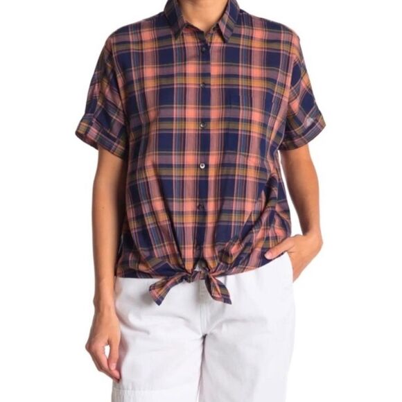 Madewell Front Tie Shirt Size M - Picture 2 of 9